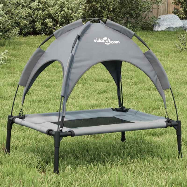 vidaXL Dog Bed with Canopy Anthracite Oxford Fabric and Steel