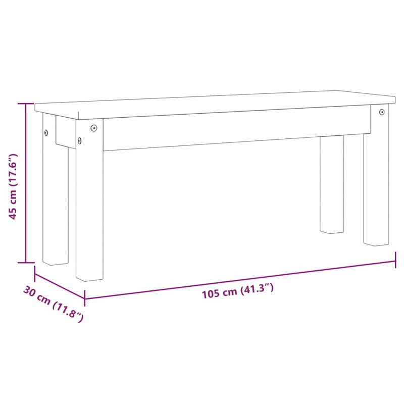 vidaXL Dining Bench Panama Grey 105x30x45 cm Solid Wood Pine