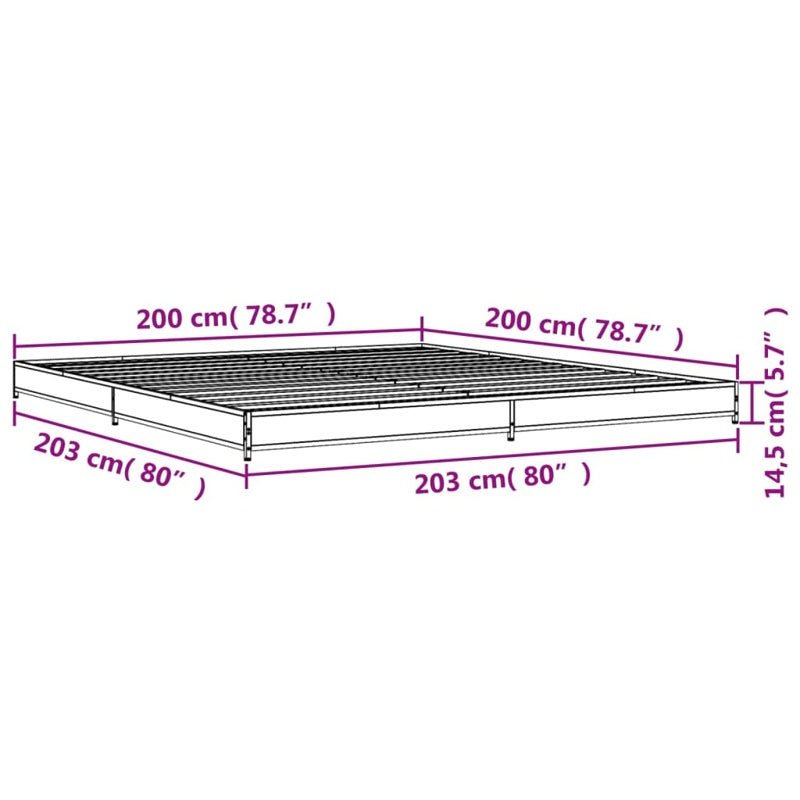 vidaXL Bed Frame without Mattress Sonoma Oak 200x200 cm