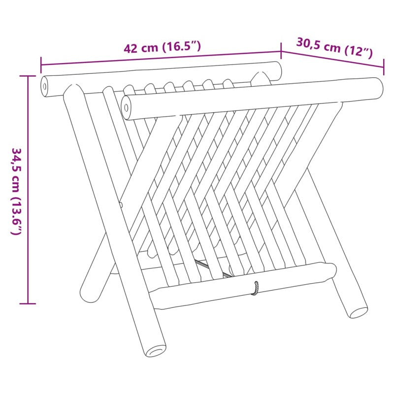 vidaXL Magazine Rack 42x30.5x34.5 cm Bamboo