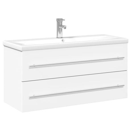 vidaXL Bathroom Sink Cabinet with Built-in Basin White