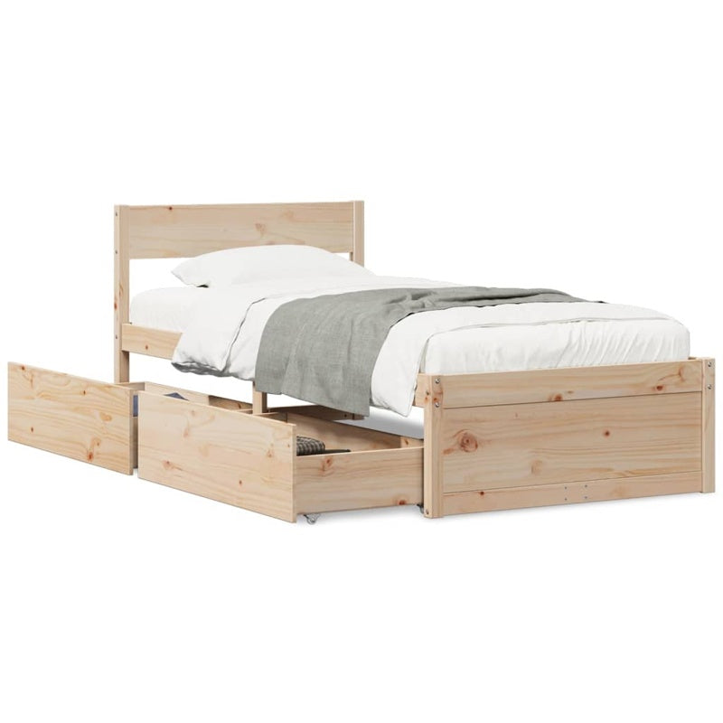 vidaXL Bed Frame without Mattress 90x190 cm Single Solid Wood Pine