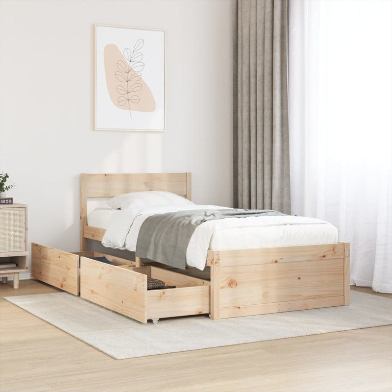 vidaXL Bed Frame without Mattress 90x190 cm Single Solid Wood Pine