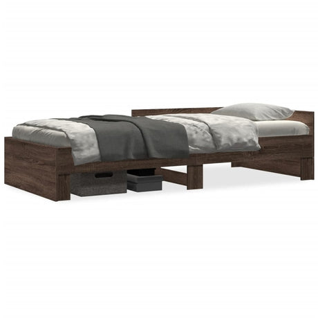 vidaXL Bed Frame without Mattress Brown Oak 90x190 cm Single Engineered Wood