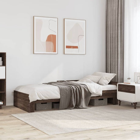 vidaXL Bed Frame without Mattress Brown Oak 90x190 cm Single Engineered Wood