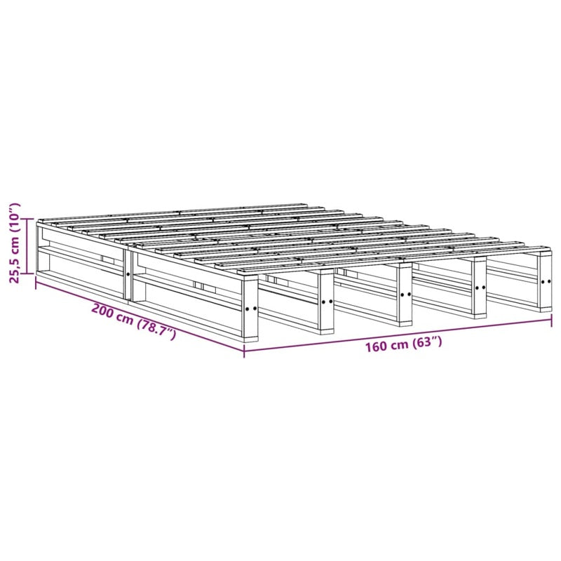 vidaXL Bed Frame without Mattress 160x200 cm Solid Wood Pine