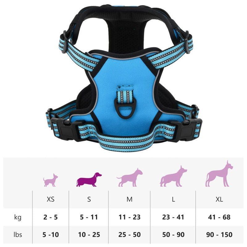 vidaXL Dog Harness with Reflective Stripes Adjustable Blue S