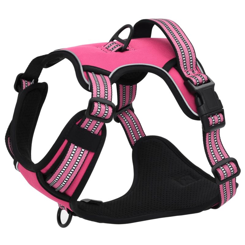 vidaXL Dog Harness with Reflective Stripes Adjustable Pink S