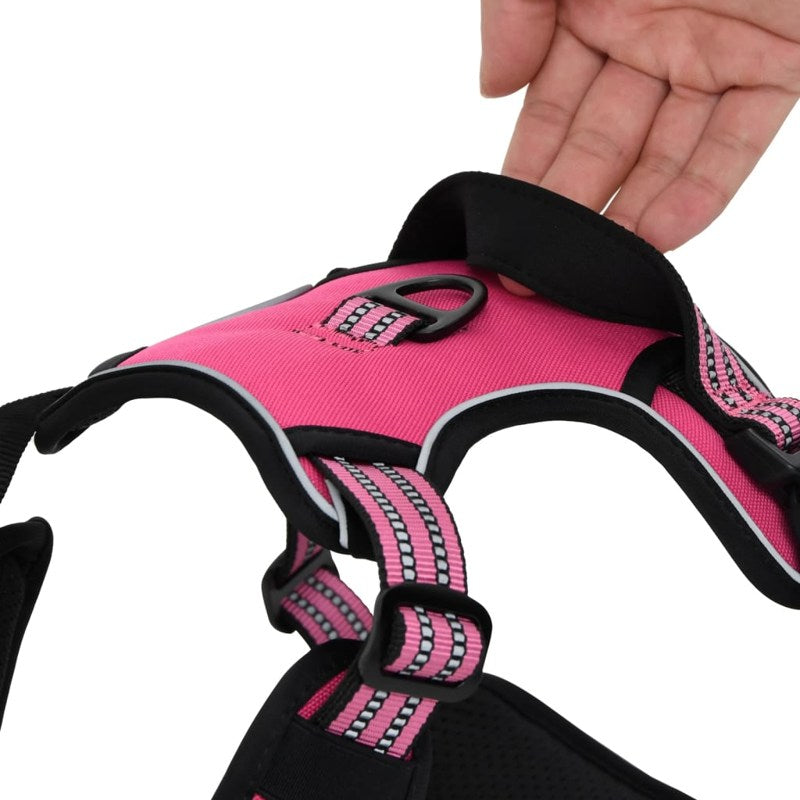 vidaXL Dog Harness with Reflective Stripes Adjustable Pink S