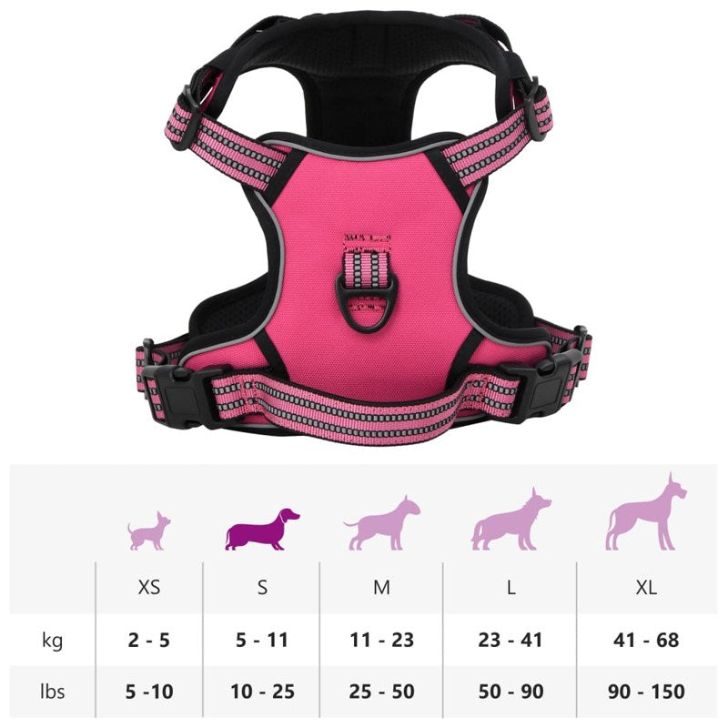 vidaXL Dog Harness with Reflective Stripes Adjustable Pink S