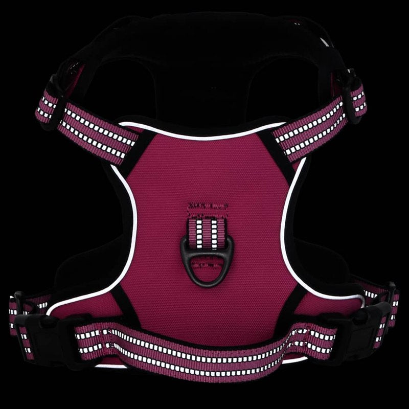 vidaXL Dog Harness with Reflective Stripes Adjustable Pink XL