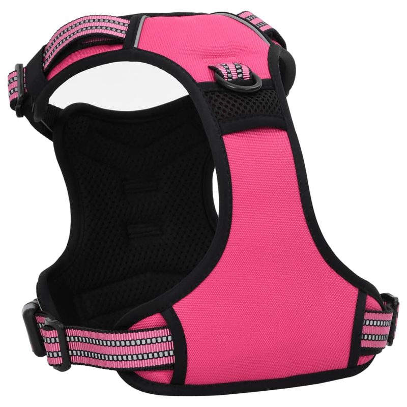 vidaXL Dog Harness with Reflective Stripes Adjustable Pink XL