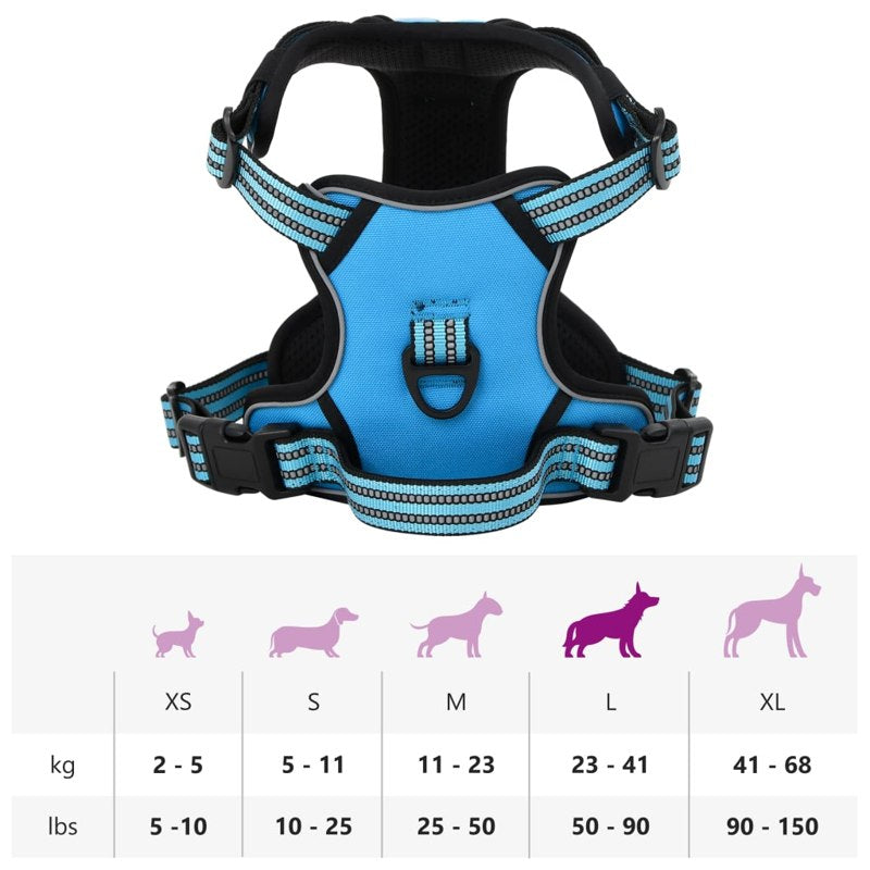 vidaXL Dog Harness with Lead & Collar Adjustable Blue L