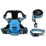 vidaXL Dog Harness with Lead & Collar Adjustable Blue L