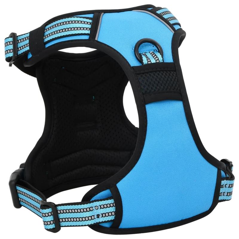 vidaXL Dog Harness with Lead & Collar Adjustable Blue L