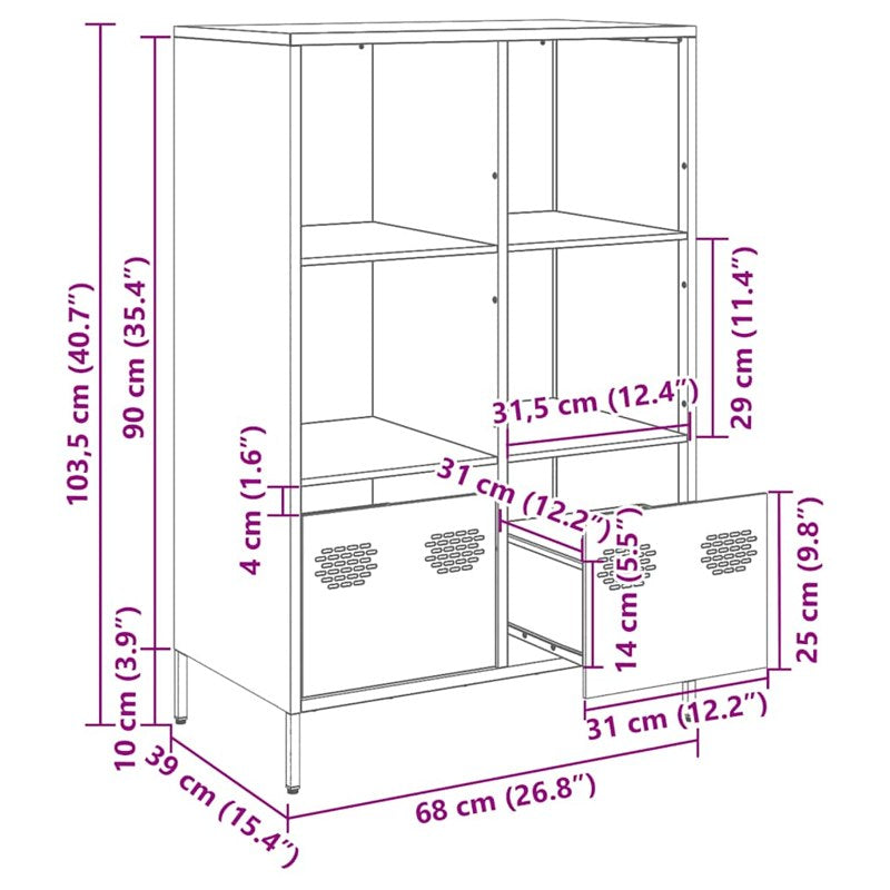 vidaXL Highboard Pink 68x39x103.5 cm Steel