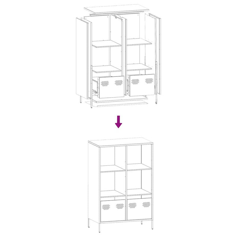 vidaXL Highboard Pink 68x39x103.5 cm Steel