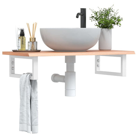 vidaXL Basin Shelf Wall Mounted Steel and Solid Wood Oak