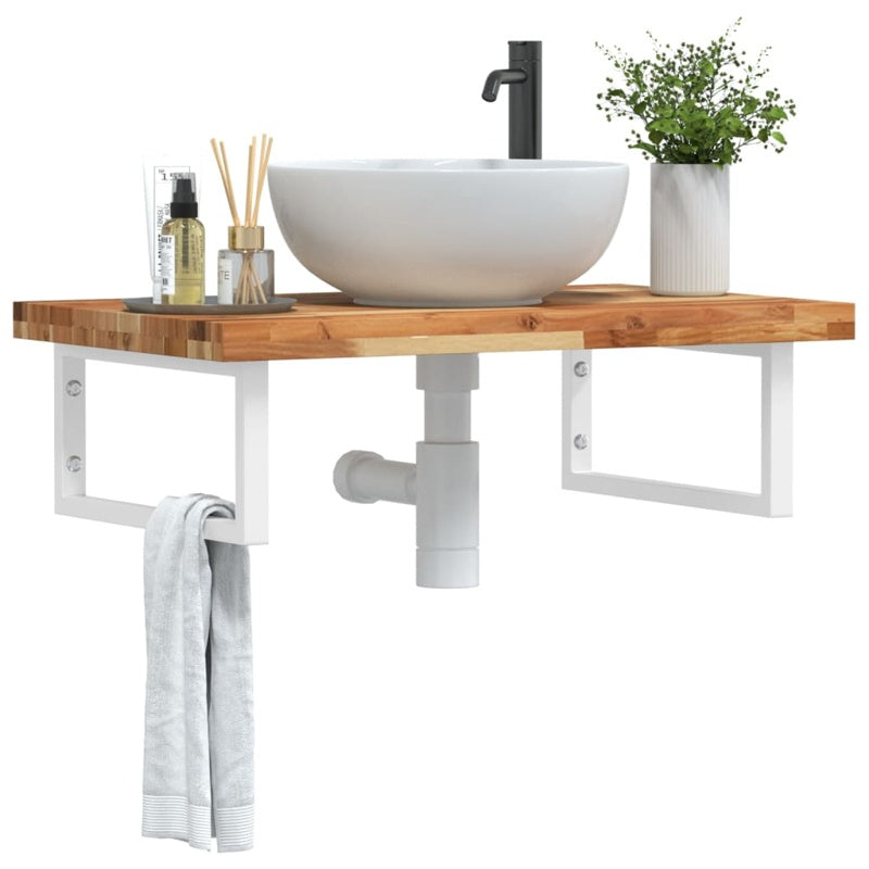 vidaXL Basin Shelf Wall Mounted Steel and Solid Wood Acacia