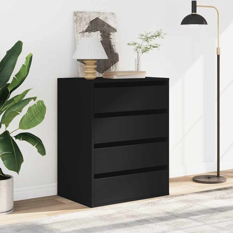 vidaXL Corner Chest of Drawers Black 60x41x76 cm Engineered Wood