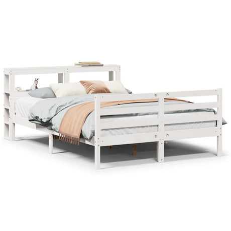 vidaXL Bed Frame with Headboard without Mattress White 120x200 cm