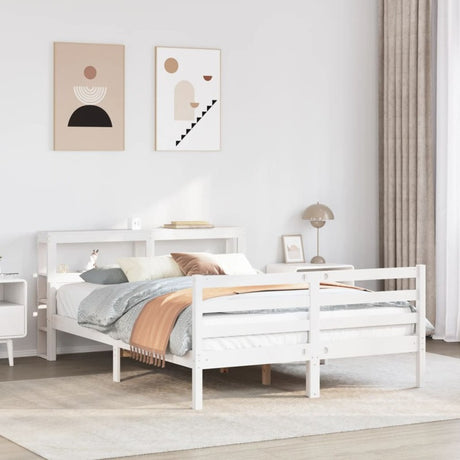 vidaXL Bed Frame with Headboard without Mattress White 120x200 cm