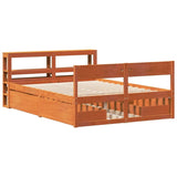 vidaXL Bed Frame without Mattress Wax Brown 150x200 cm King Size Solid Wood Pine