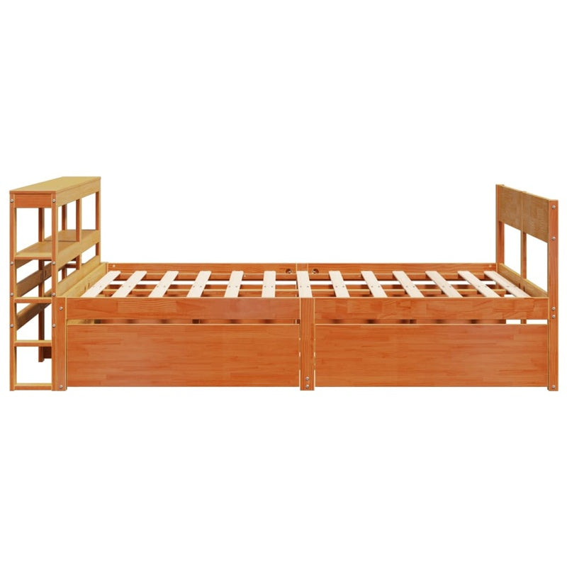 vidaXL Bed Frame without Mattress Wax Brown 150x200 cm King Size Solid Wood Pine