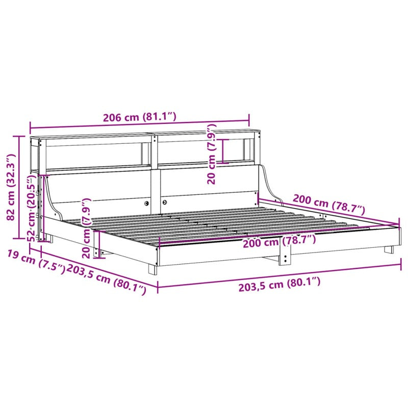 vidaXL Bed Frame without Mattress 200x200 cm Solid Wood Pine