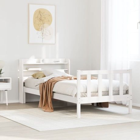 vidaXL Bed Frame without Mattress White 90x200 cm Solid Wood Pine