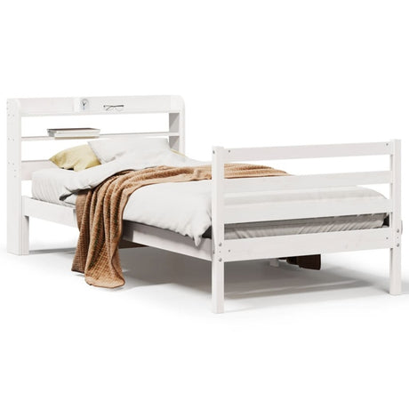 vidaXL Bed Frame with Headboard without Mattress White 90x200 cm