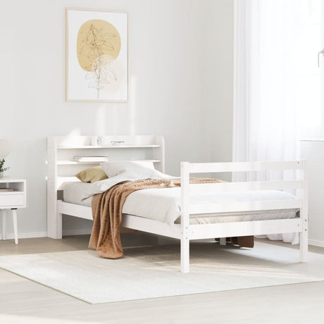 vidaXL Bed Frame with Headboard without Mattress White 90x200 cm