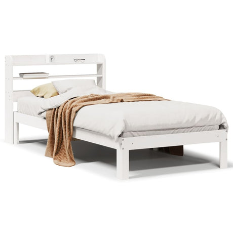 vidaXL Bed Frame with Headboard without Mattress White 90x200 cm