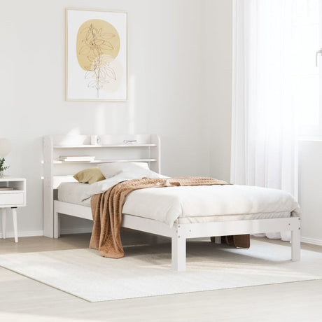 vidaXL Bed Frame with Headboard without Mattress White 90x200 cm