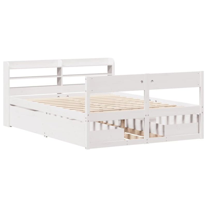 vidaXL Bed Frame without Mattress White 140x190 cm Solid Wood Pine