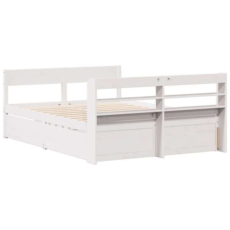 vidaXL Bed Frame without Mattress White 140x190 cm Solid Wood Pine