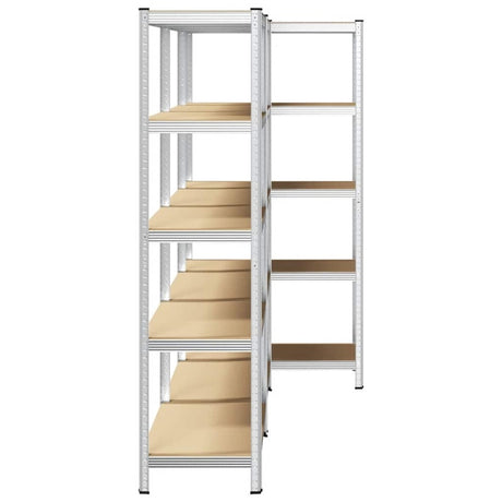 vidaXL 5-Layer Storage Shelves 3 pcs Silver Steel&Engineered Wood