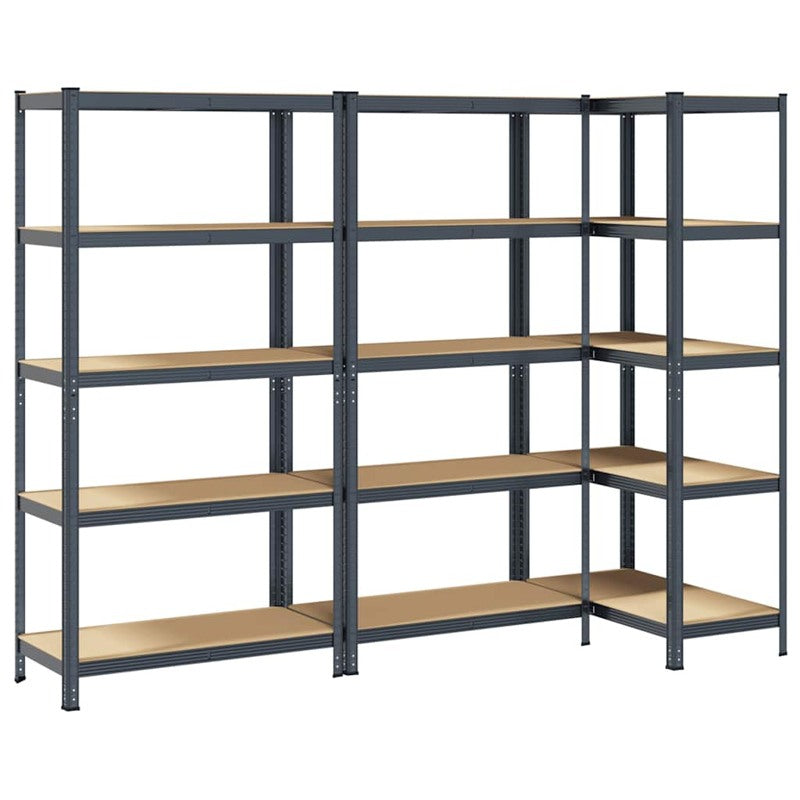 vidaXL 5-Layer Storage Shelves 3 pcs Anthracite Steel&Engineered Wood