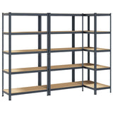 vidaXL 5-Layer Storage Shelves 3 pcs Anthracite Steel&Engineered Wood