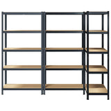 vidaXL 5-Layer Storage Shelves 3 pcs Anthracite Steel&Engineered Wood