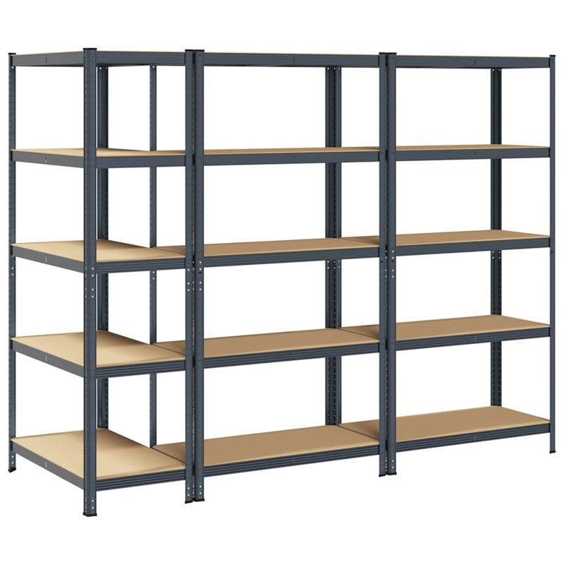 vidaXL 5-Layer Storage Shelves 3 pcs Anthracite Steel&Engineered Wood