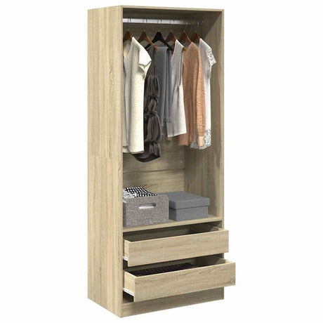 vidaXL Wardrobe Sonoma Oak 80x50x200 cm Engineered Wood