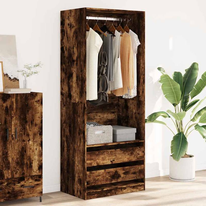 vidaXL Wardrobe Smoked Oak 80x50x200 cm Engineered Wood