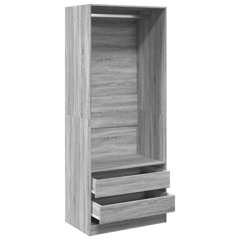 vidaXL Wardrobe Grey Sonoma 80x50x200 cm Engineered Wood