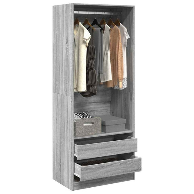 vidaXL Wardrobe Grey Sonoma 80x50x200 cm Engineered Wood