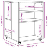 vidaXL Side Table with Wheels White 55x60x78 cm Engineered Wood