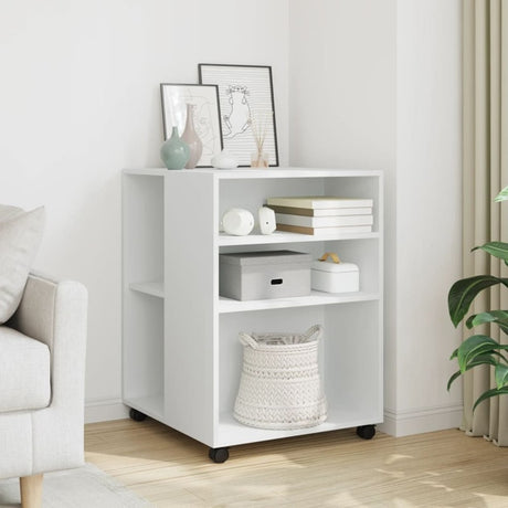 vidaXL Side Table with Wheels White 55x60x78 cm Engineered Wood