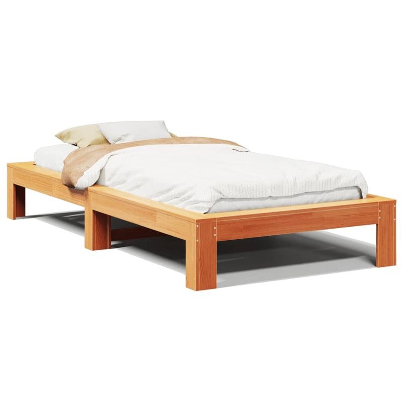 vidaXL Bed Frame without Mattress Wax Brown 90x200 cm Solid Wood Pine