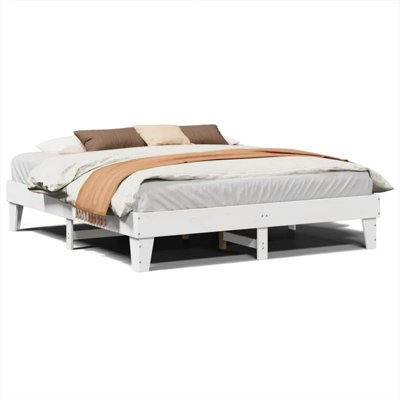 vidaXL Bed Frame without Mattress White 180x200 cm Super King Solid Wood Pine