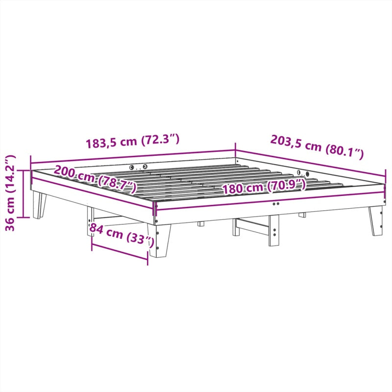 vidaXL Bed Frame without Mattress White 180x200 cm Super King Solid Wood Pine